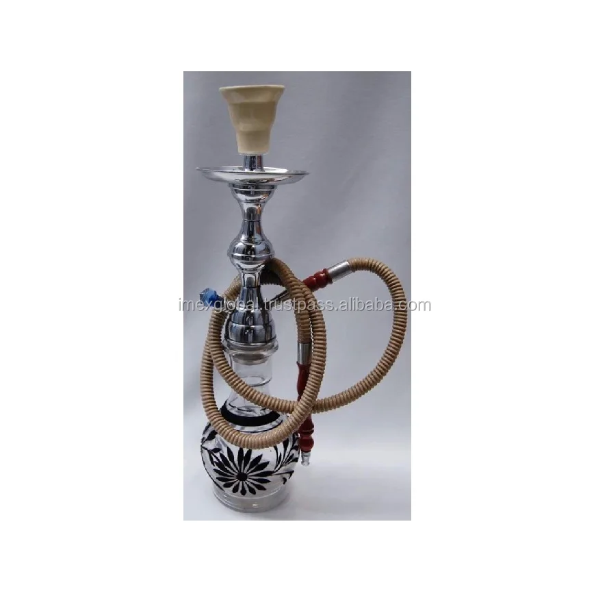 flower printed glass base hookah for bar & hotel