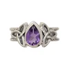 Balinese Trisula Silver Ring with Amethyst