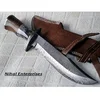 Custom Handmade Damascus Steel Hunting 15.25 Inches Bowie Knife - Solid Marindi Wood/Bone Handle