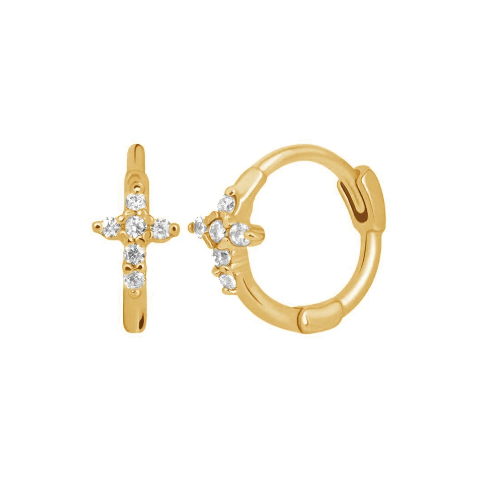New arrival earrings jewellery for women 925 sterling silver 18k gold plated cross Huggies Earrings With Zircon
New arrival earrings jewellery for women 925 sterling silver 18k gold plated cross Huggies Earrings With Zircon