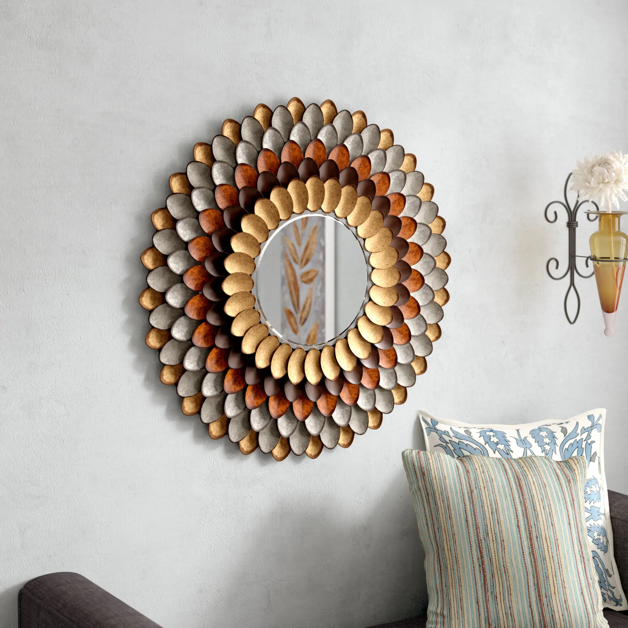 Round mosaic decorative wall mirror antique style decorative wall mirror, Black
Round mosaic decorative wall mirror antique style decorative wall mirror, Black