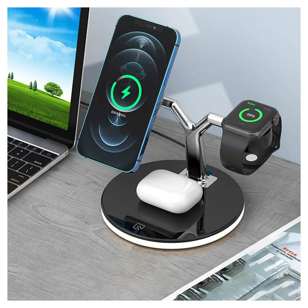 15W Portable 3 in 1 Wireless Charger With Wireless Fast Mobile Phone, Watch, Wireless Earphone Charger Stand, Black,white
15W Portable 3 in 1 Wireless Charger With Wireless Fast Mobile Phone, Watch, Wireless Earphone Charger Stand, Black,white