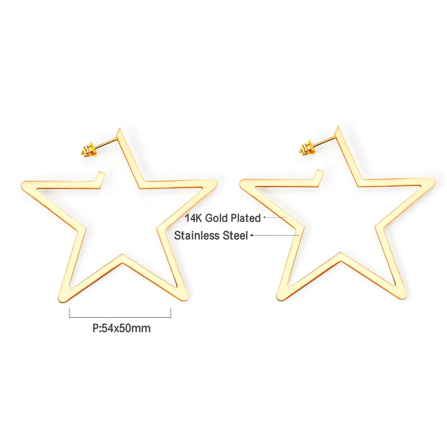 Ason Cheap Simple Star Shape Hoop Earrings 18K Gold Plated Stainless Steel Custom Thin Earring Gift Jewelry
Ason Cheap Simple Star Shape Hoop Earrings 18K Gold Plated Stainless Steel Custom Thin Earring Gift Jewelry