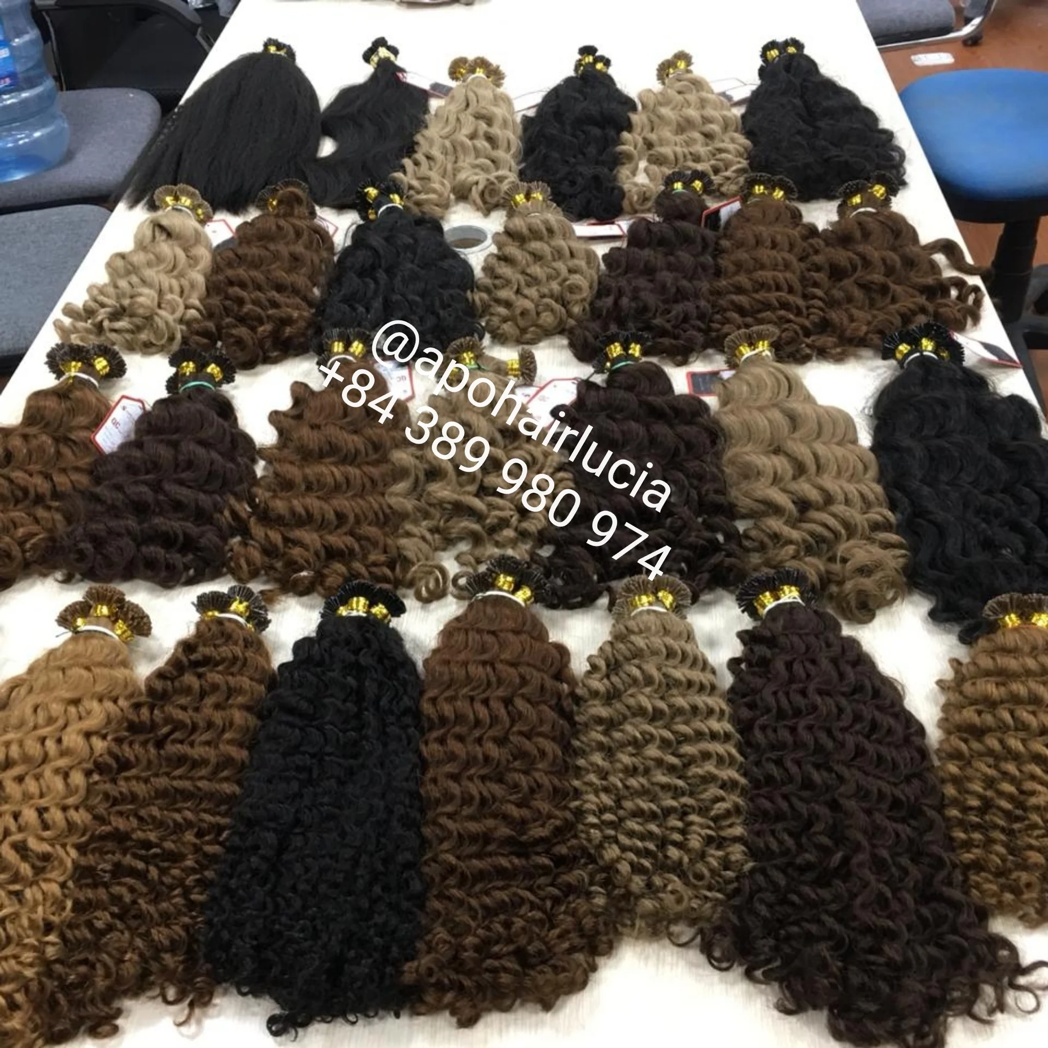 I Tips Wavy Curly Brown Beige Blonde Same Cuticle Aligned Wavy