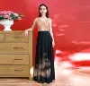 Vietnam New Trend Design Camel Top Beading Black Long Party Formal Wear Evening Dresses
