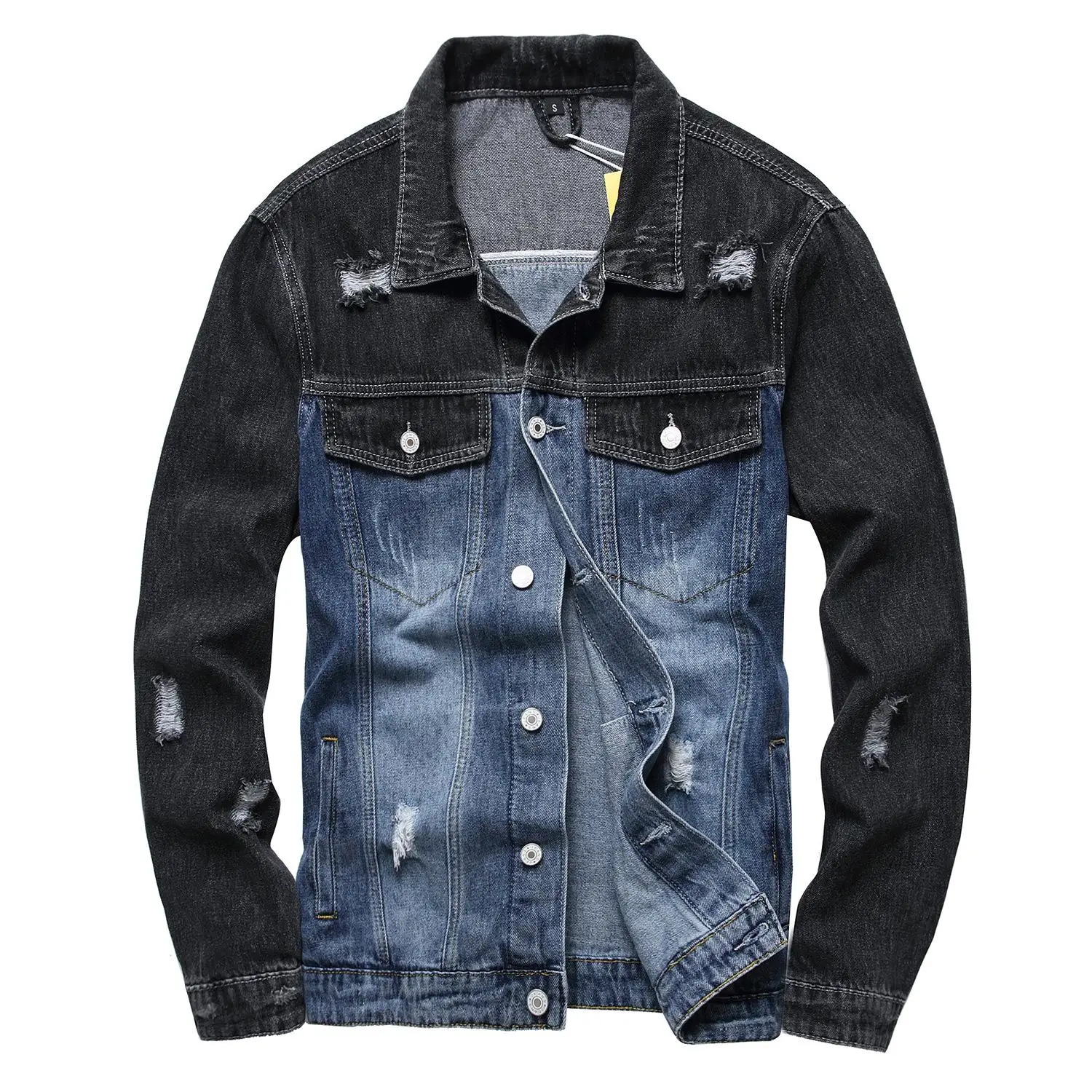 New Style Men's Denim Jacket Long Sleeves Casual Plus Size Popular Jacket Ripped Coat
New Style Men's Denim Jacket Long Sleeves Casual Plus Size Popular Jacket Ripped Coat