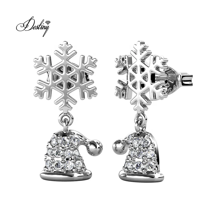 Destiny Jewellery Winter Jewelry Cute Dangle Drop Snowflake and Christmas Hat Stud Earrings with First Grade Rhinestone Crystal, White / rose gold
Destiny Jewellery Winter Jewelry Cute Dangle Drop Snowflake and Christmas Hat Stud Earrings with First Grade Rhinestone Crystal, White / rose gold