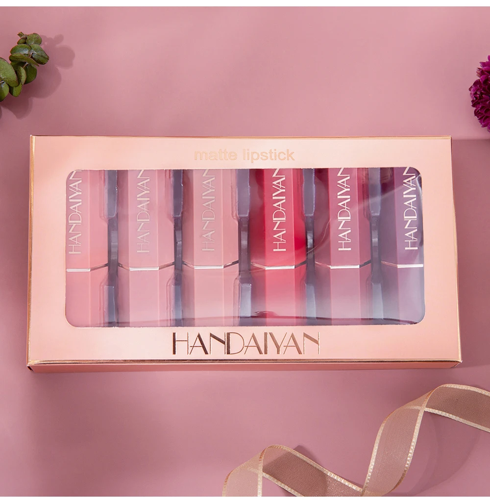 Vmae HANDAIYAN Matte Mist Lipstick 6 Piece Gift Set Long Lasting Waterproof Matte Liquid Lipstick Private Label
Vmae HANDAIYAN Matte Mist Lipstick 6 Piece Gift Set Long Lasting Waterproof Matte Liquid Lipstick Private Label