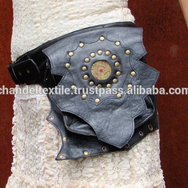 Leather Utility Belt Bag Burning Man Steampunk Festival Butterfly Belt with Pockets in Black Waist bag funny belts bag Leather