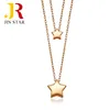 Wholesale metal jewelry rose gold double chain twin star necklace