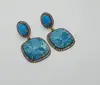 925 silver overlay gold plated vermeil designer earring with turquoise and larimar with zirconio gemstone