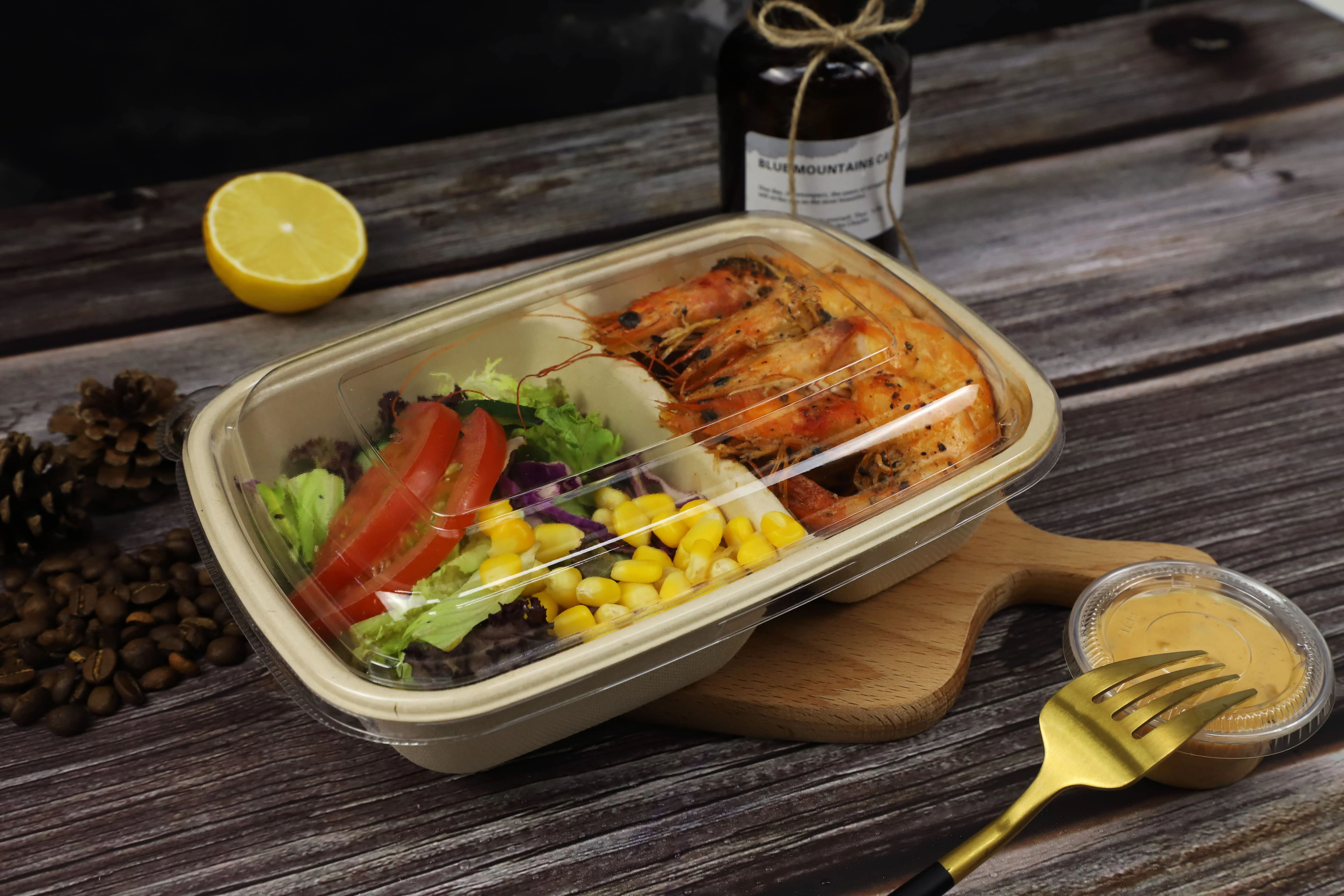 Disposable Biodegradable Microwavable Bagasse Takeout Food Container