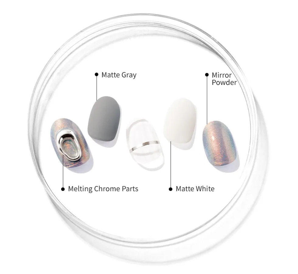 30 Strips Korea Women Beauty Products Custom Designer Melting Chrome Matter Gray Ohora Brand 3D Nail Art Decal Sticker Kit, Matte gray white
30 Strips Korea Women Beauty Products Custom Designer Melting Chrome Matter Gray Ohora Brand 3D Nail Art Decal Sticker Kit, Matte gray white