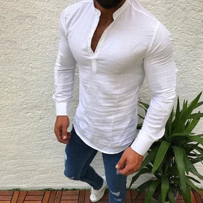 autumn new men's long sleeve V-neck leisure loose linen shirt Tall big outwear streetwear fashion casual shirt OEM custom logo
autumn new men's long sleeve V-neck leisure loose linen shirt Tall big outwear streetwear fashion casual shirt OEM custom logo