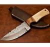 Custom Handmade Forged Damascus Steel Hunting Skinner Knife with Camel Bone & Rose Wood Handle NE 779