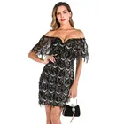 off the shoulder lace party dress sequin short evening dress