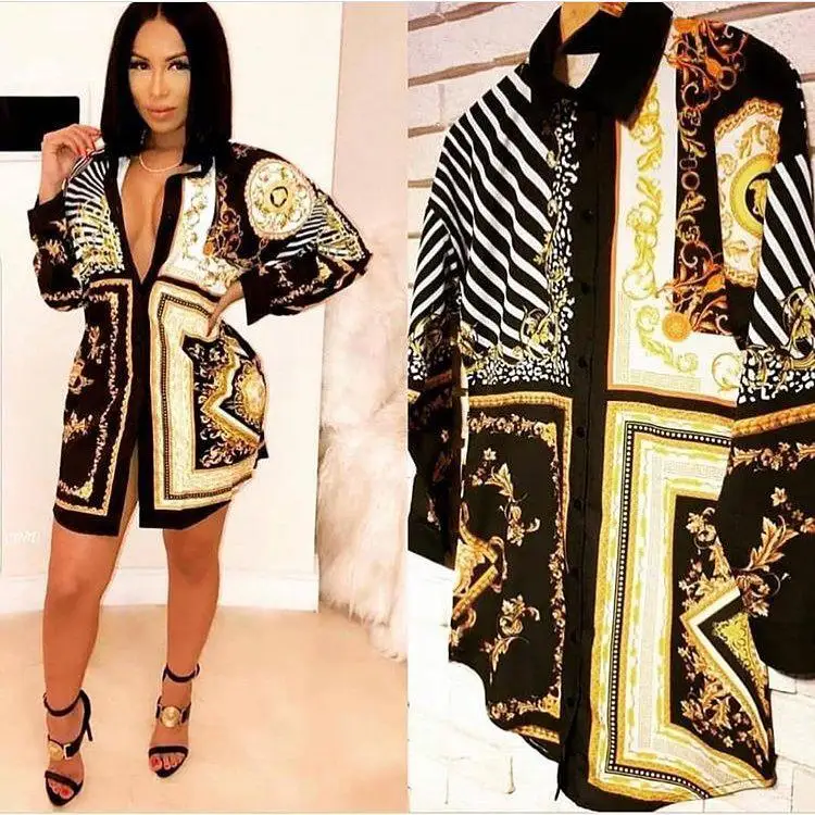 Hot Sale Casual Loose Long Sleeve Fall Clothing Designer Print Women Blouse Shirt Dress
Hot Sale Casual Loose Long Sleeve Fall Clothing Designer Print Women Blouse Shirt Dress