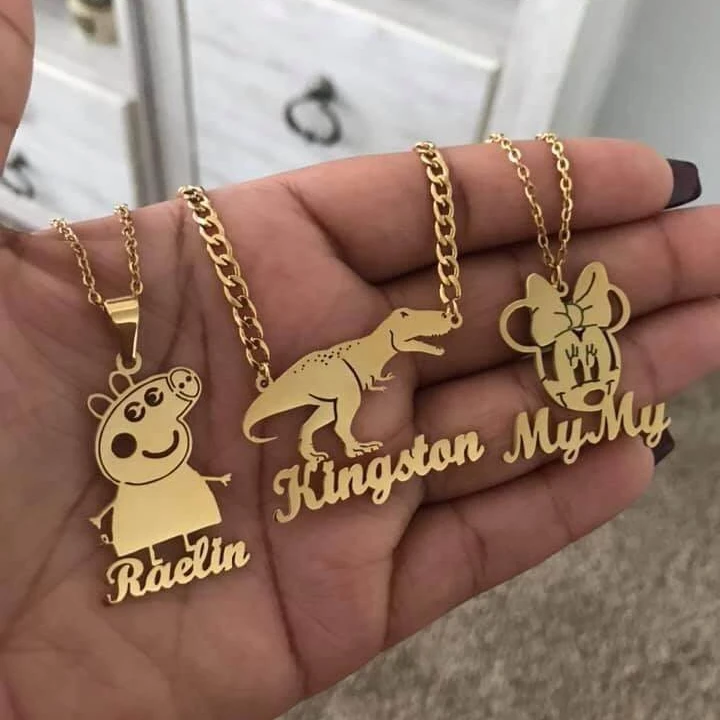 kids name plate cartoon character necklace personalized children's stainless steel custom necklace for christmas gift, Silver
kids name plate cartoon character necklace personalized children's stainless steel custom necklace for christmas gift, Silver