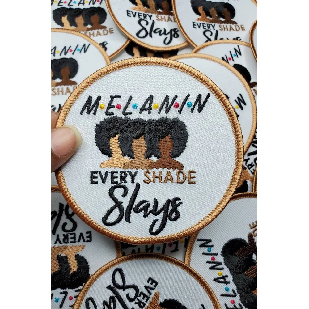 Melanin - Every Shade Slays - Popular Patch, 3.5-inch Circular Iron-on Embroidered Patch Applique, Melanin Magic Embroidery
Melanin - Every Shade Slays - Popular Patch, 3.5-inch Circular Iron-on Embroidered Patch Applique, Melanin Magic Embroidery