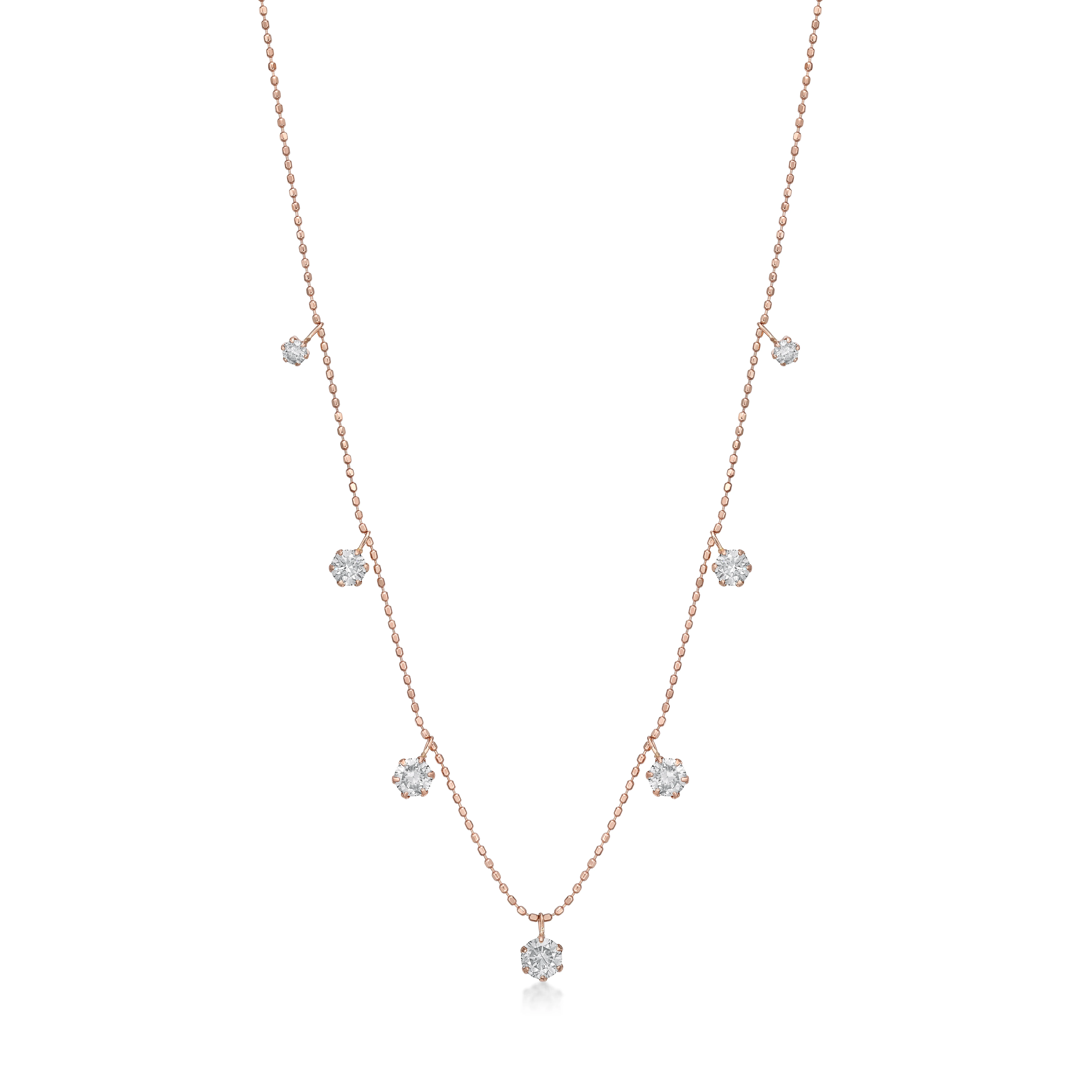 JMW Japan made Jewellery 18K Rose gold Real diamond Ball chain Elegant Popular Charm Station Necklace 1.00ct
JMW Japan made Jewellery 18K Rose gold Real diamond Ball chain Elegant Popular Charm Station Necklace 1.00ct
