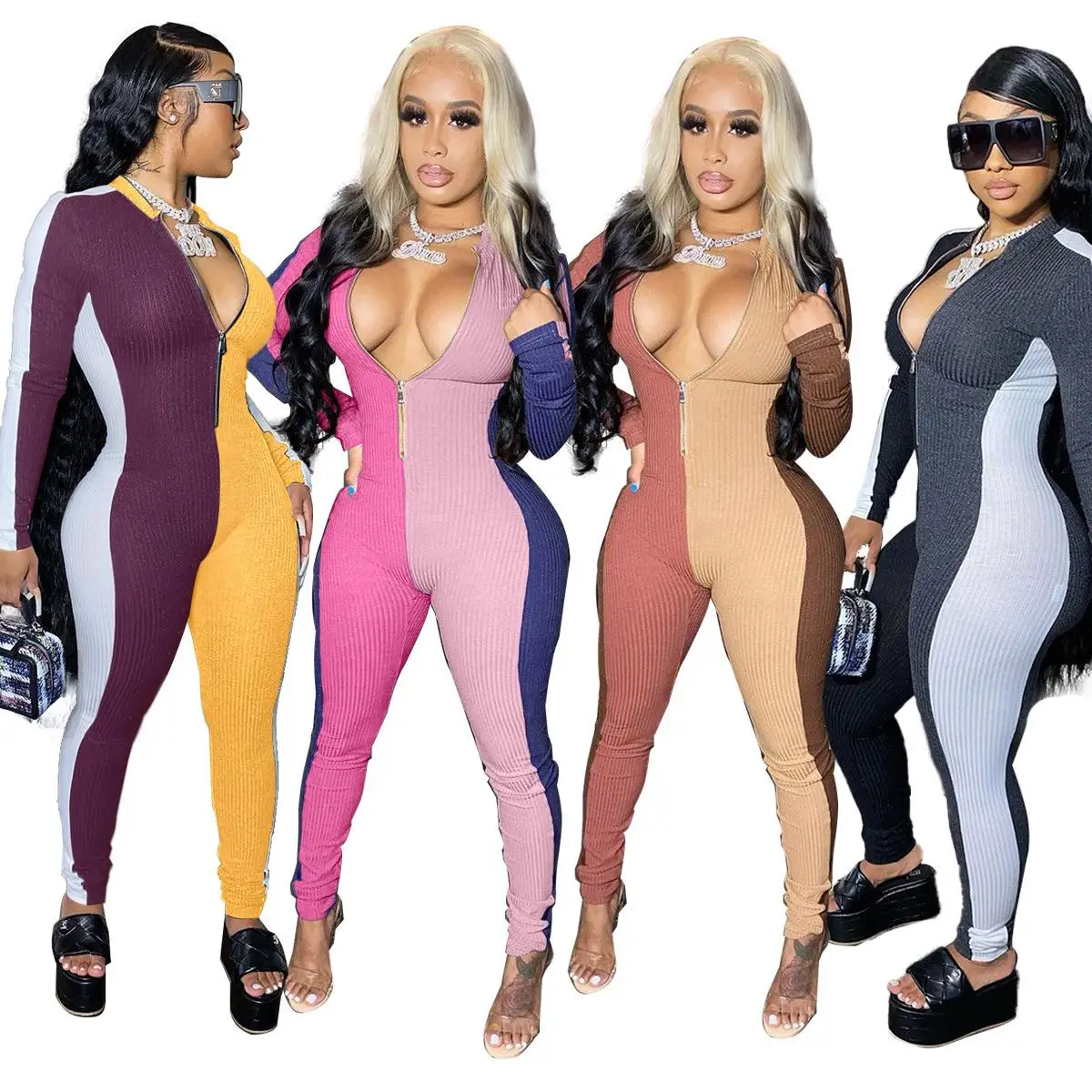 New Arrivals Women Jumpsuit Long Sleeves Patchwork One Piece Ribbed Women Jumpsuit Zip Up Bodysuits Jumpsuit
New Arrivals Women Jumpsuit Long Sleeves Patchwork One Piece Ribbed Women Jumpsuit Zip Up Bodysuits Jumpsuit