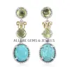 natural Turquoise and Peridot gemstone earring 925 sterling silver High Design Victorian earring
