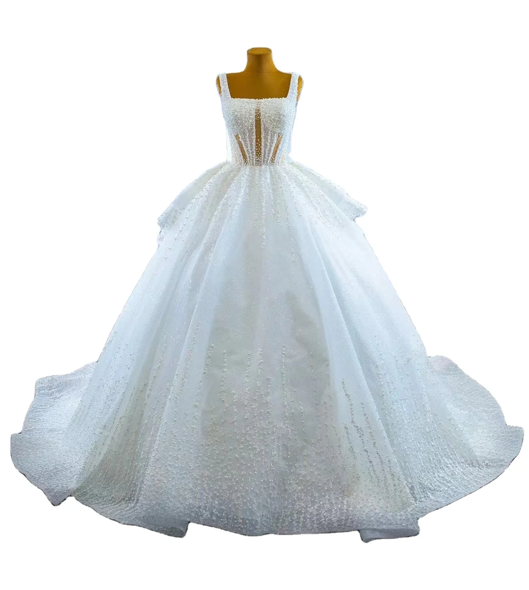 Wholesale Ivory Square collar Ball gown ball bridal dress luxury Pear bead wedding dress sleeveless women dress, Custom made
Wholesale Ivory Square collar Ball gown ball bridal dress luxury Pear bead wedding dress sleeveless women dress, Custom made