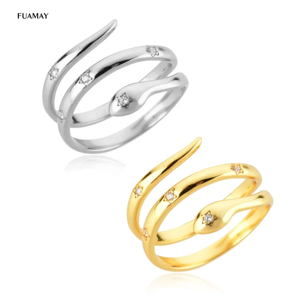 FUAMAY 925 Sterling Silver Gold Star Zircon CZ Snake Rings Adjustable Animal Snake Rings Resizable Women Luxury Jewelry
FUAMAY 925 Sterling Silver Gold Star Zircon CZ Snake Rings Adjustable Animal Snake Rings Resizable Women Luxury Jewelry
