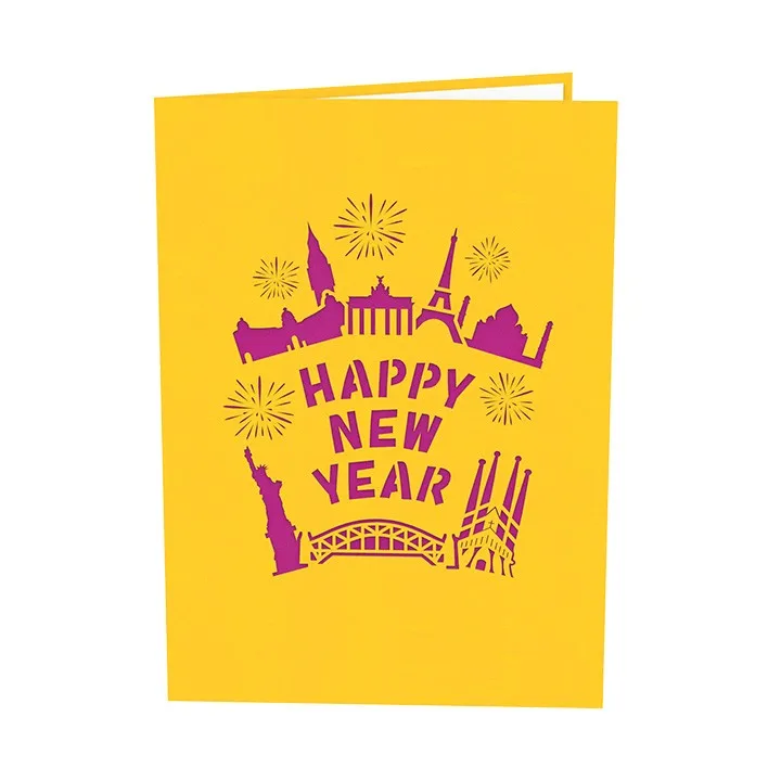 happy new year handmade celebration holiday greeting pop up card