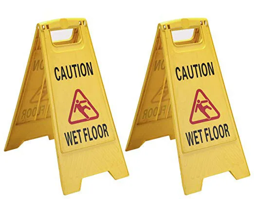 Commercial CAUTION Floor Folding Sign,Yellow, Plastic,Multi-Lingual Printing