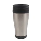 Double wall inner plastic outer stainless steel travel mug