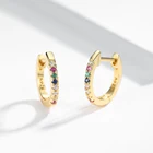 Fashion Hoop Earrings Jewelry 925 Sterling Silver 18k Gold Plated Rainbow Cubic Zircon Huggie Hoop Earrings