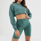 2020 new fashion design two-piece blank women jogging crop top suits