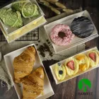 Eco friendly food grade paper package takeaway kraft food box tray
