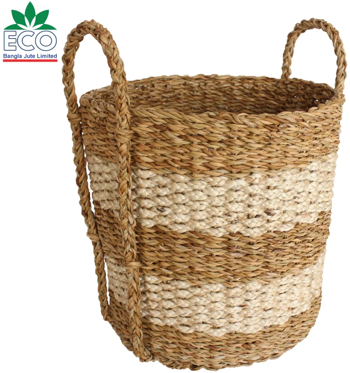 seagrass straw garden flower pot floor bough pot rattan basket