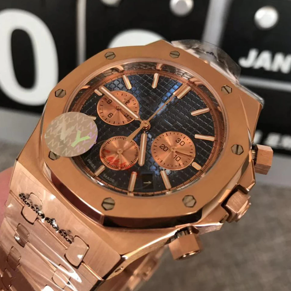 Oak rose gold case black grid dial Japan imported quartz movement stainless steel luxury sport watch
Oak rose gold case black grid dial Japan imported quartz movement stainless steel luxury sport watch