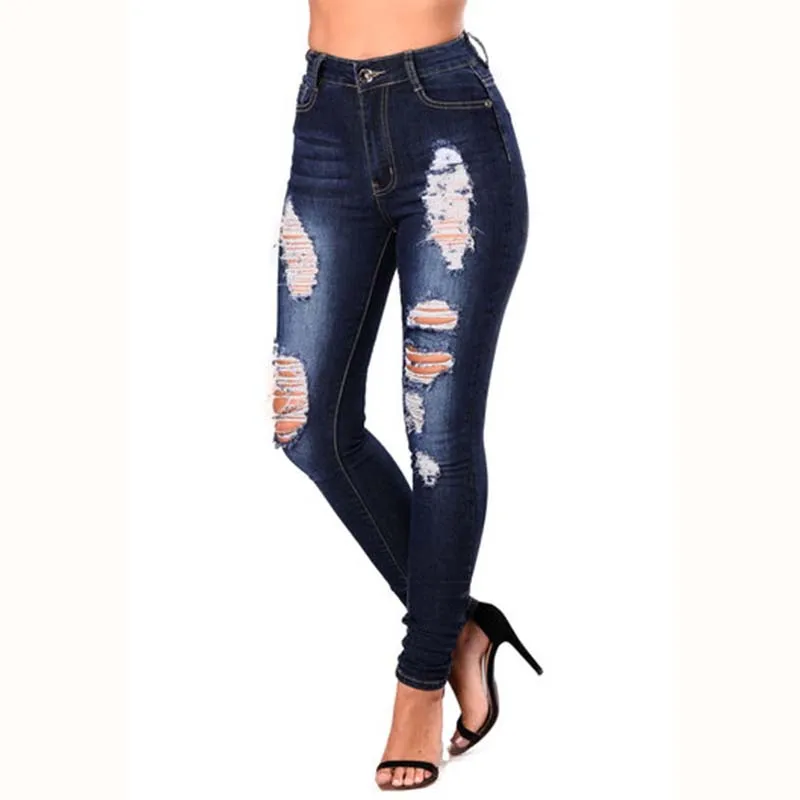 Wholesale High Quality Sexy Hole Ripped High Waist Jeans Women Denim Pants Ladies, Dark blue
Wholesale High Quality Sexy Hole Ripped High Waist Jeans Women Denim Pants Ladies, Dark blue