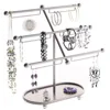 Three Step Metal Wire Jewelry Stand With Metal Base & Ivory Powder Coat Finishing