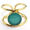 Indian Jewelry Wholesale Suppliers Aqua Chalcedony 24k Gold Plated Rings