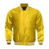Varsity All Satin Letterman Baseball Jacket Yellow Color with White Trimming
