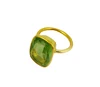 Peridot Quartz Rectangle Bezel Set Gold Vermeil Gemstone Ring