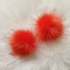 9cm size faux fox fur pompom with small elastic
