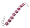 Silver plated women's girls party wear bracelet pink kunzite gemstone jewellery