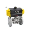 COVNA DN25 1 inch 2 Way 3 PC Double Flanged Stainless Steel Ball Valve with Pneumatic Actuator