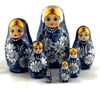Matryoshka Babooshka Matrioshka Dark Blue Russian Nesting Wooden Dolls with Traditional Flower Paintings 7pc