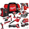 2019 New Sales Offer For-Milwaukee 18-Volt Li-Ion Cordless Combo Kit 15 Power Tool Set w 4 Batteries 6-Port Charger