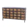 Industrial Rustic Solid Wood Metal Drawer Chest for Storage