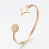 Fashion Earth Globetrotting Travel Airplane Jewelry 18k Gold Plated Stainless Steel Airplane Cuff Bracelet