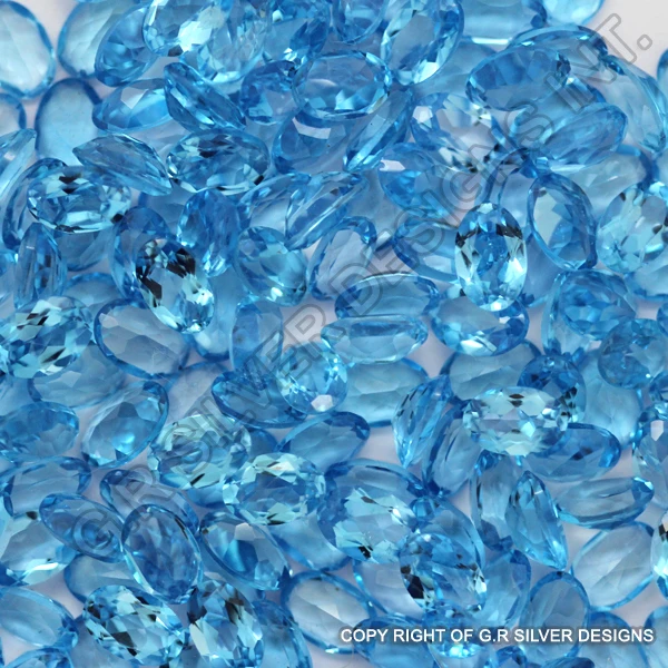 Natural de piedras preciosas de Topacio Azul Oval Normal corte venta al por mayor de piedra Semi preciosa