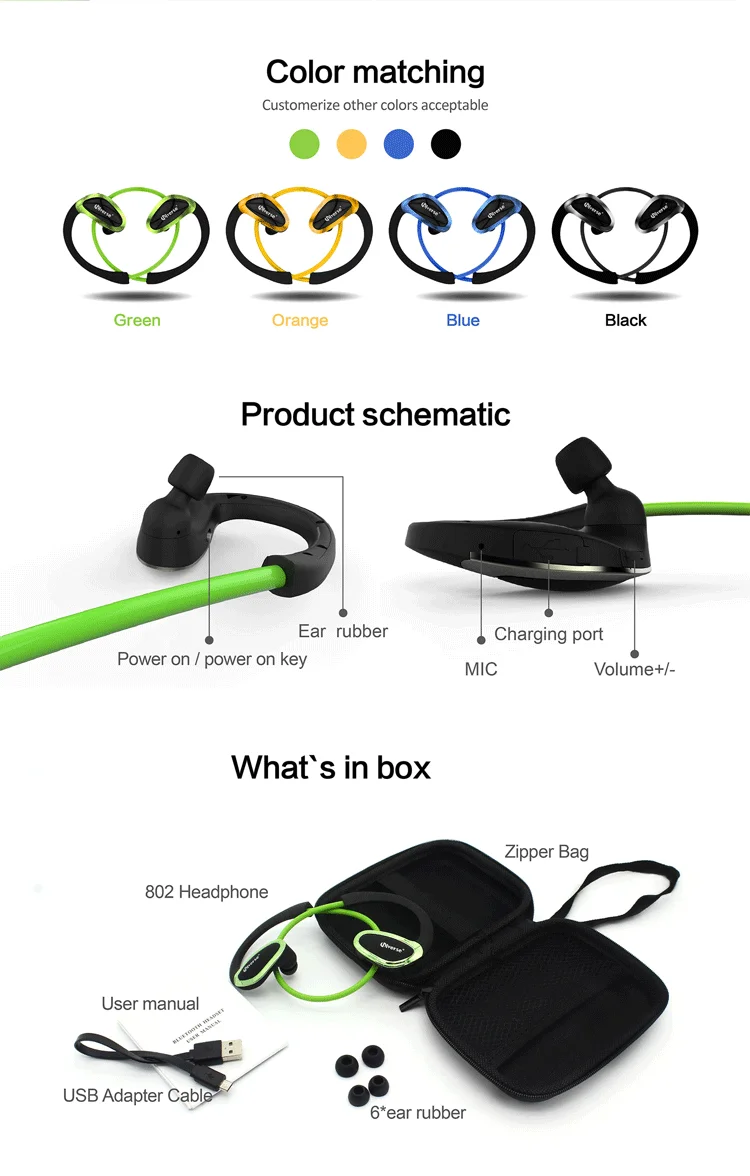 Strong stretch nitinol CSR8635 chipset earbuds/headphones/earphones with 120Mah Li-battery - ANKUX.COM